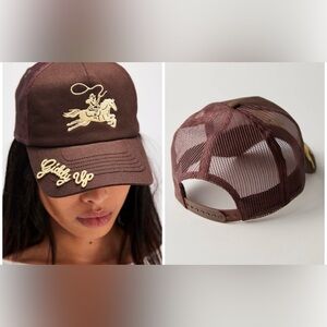 NWT Free People x Understated Leather Giddy Up Trucker Hat - brown - one size OS